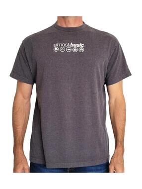 Almost Basic Men's XL Graphic T-Shirt Charcoal Gray Heather Logo Tee